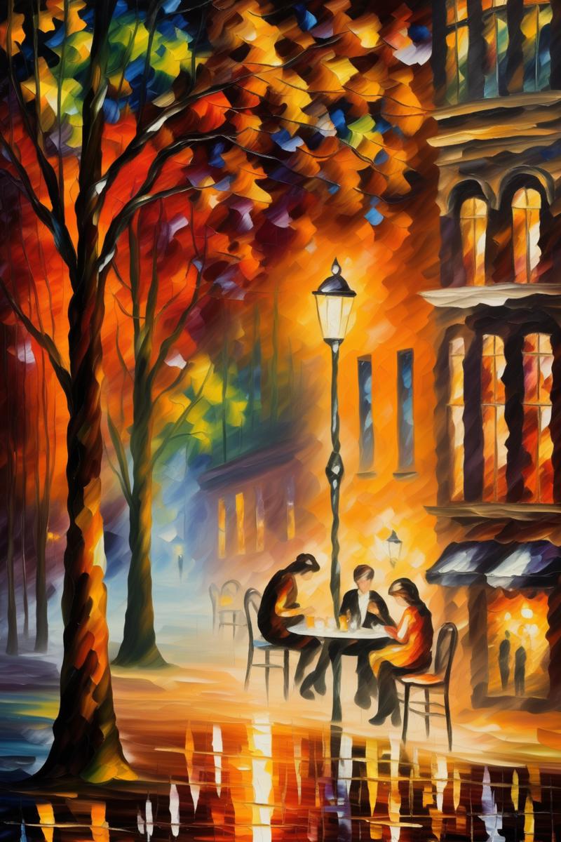 00291-2444536208-_lora_Leonid Afremov Style_1_Leonid Afremov Style - A cozy cafe scene with people enjoying their evening, illuminated by warm, i.png